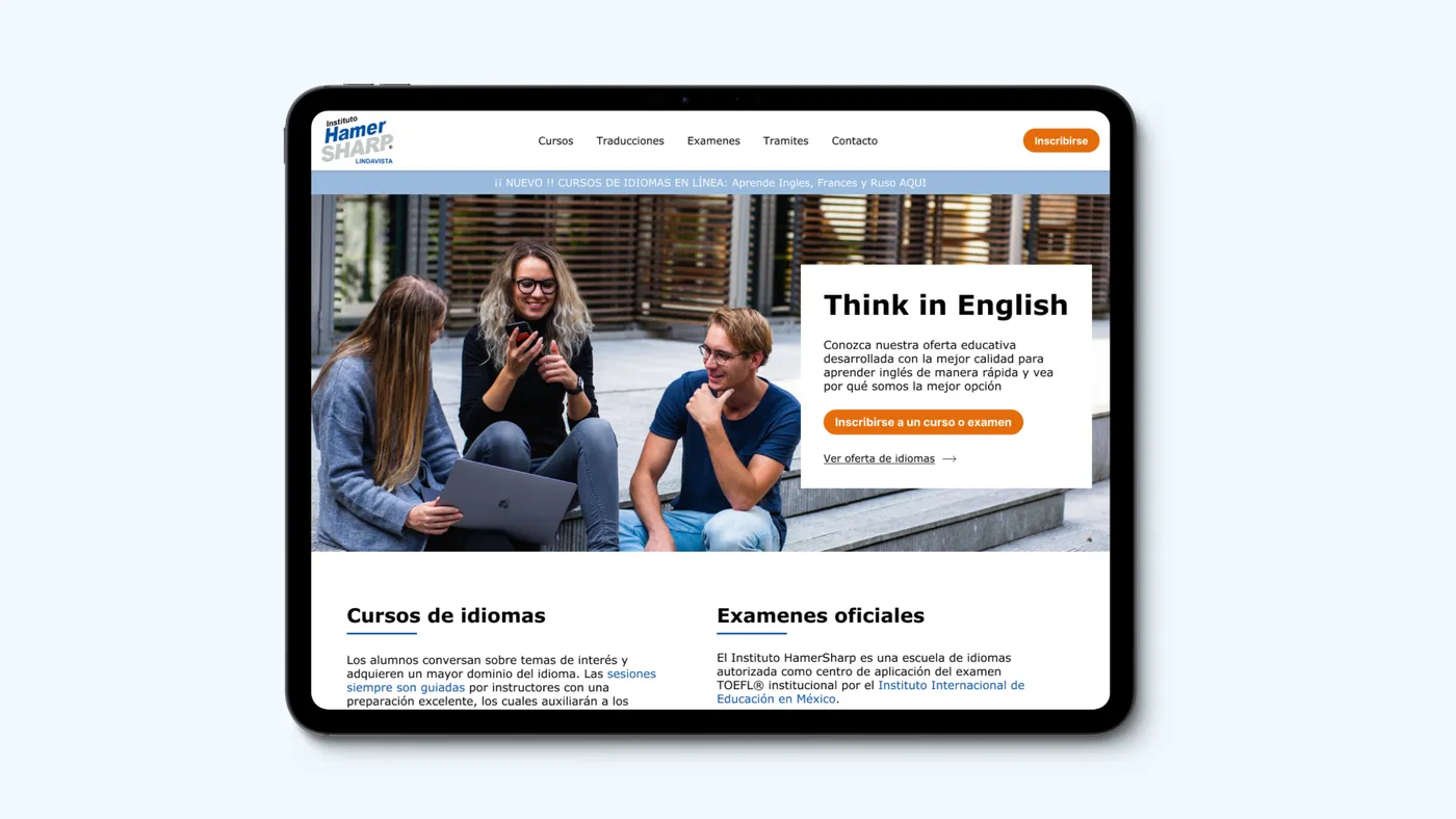Product strategy and website redesign for a language school